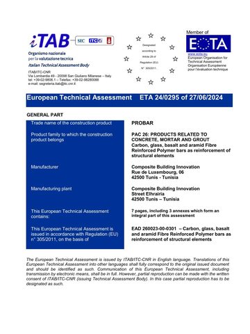 First page of European Technical Assessment ETA 24/0295